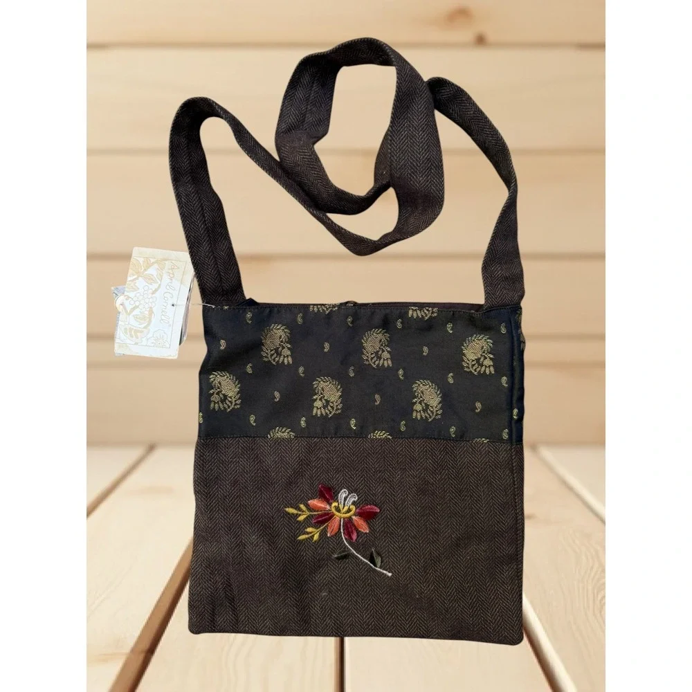 April Cornell NEW Embroidered Floral Crossbody Bag 9.5